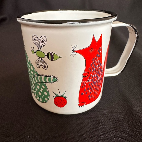 Arabia Finel Enamel Vintage 1960s Rare Made in England Coffee Cup 3”